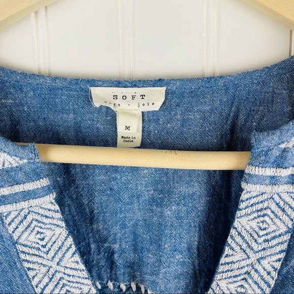 Soft Joie Natali Chambray Embroidered Shift Dress / Swim Cover Beach Cover Up - Picture 6 of 9